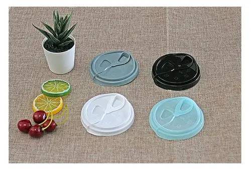 90口径加厚一次性塑料奶茶饮料杯盖透明圆形连体网红杯盖子可定制