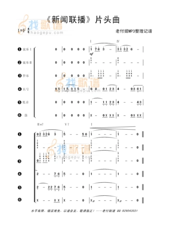 《新闻联播》片头曲_歌谱网歌谱 christ简谱网 歌谱网 诗歌下载五线谱