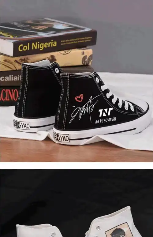 【秋季新款】时代少年团马嘉祺同款鞋同款应援鞋子高帮帆布鞋tnt手绘