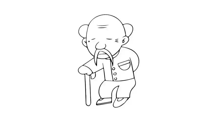 拄拐杖的老人怎么画 - 简笔画 - 懂得