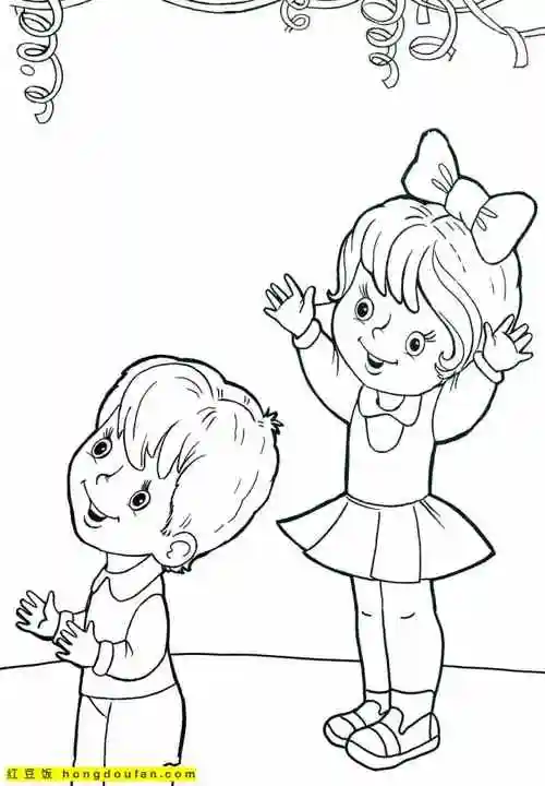 10张乱糟糟的幼儿园活动主题涂色图片-红豆饭小学生简笔画大全