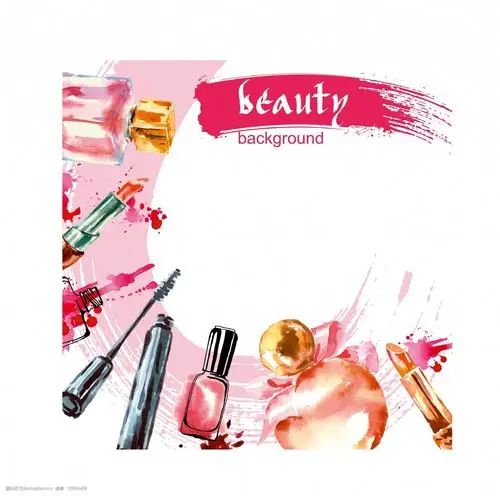 手绘水彩女性化妆品插画