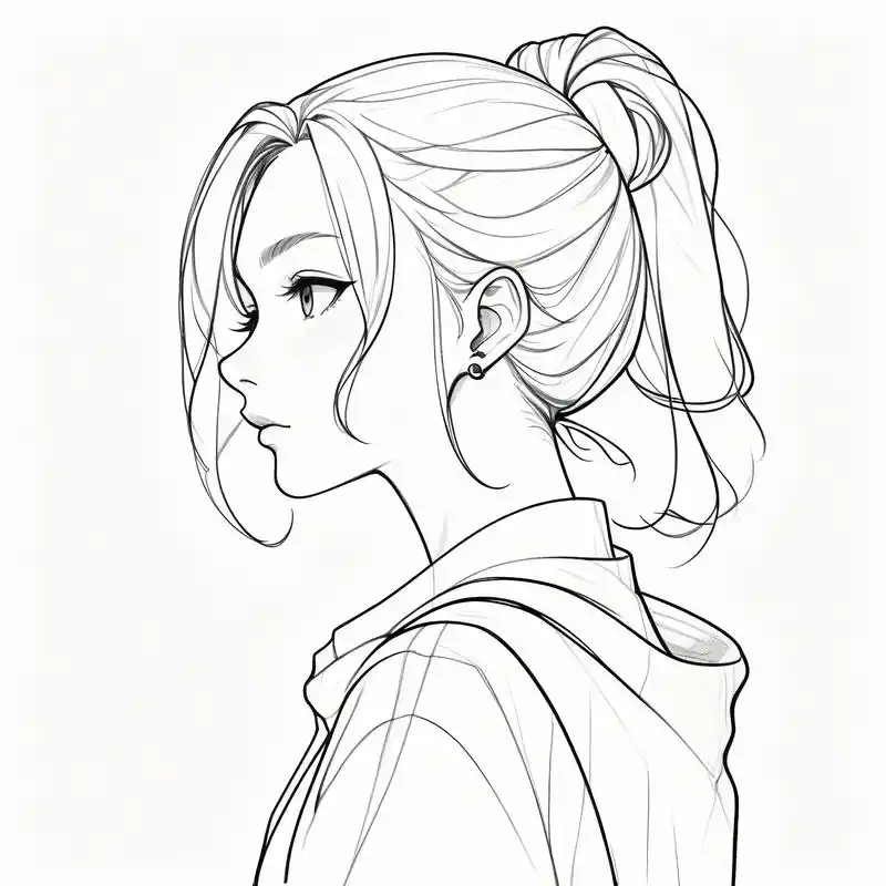 96手绘女生头像,简约而纯净98