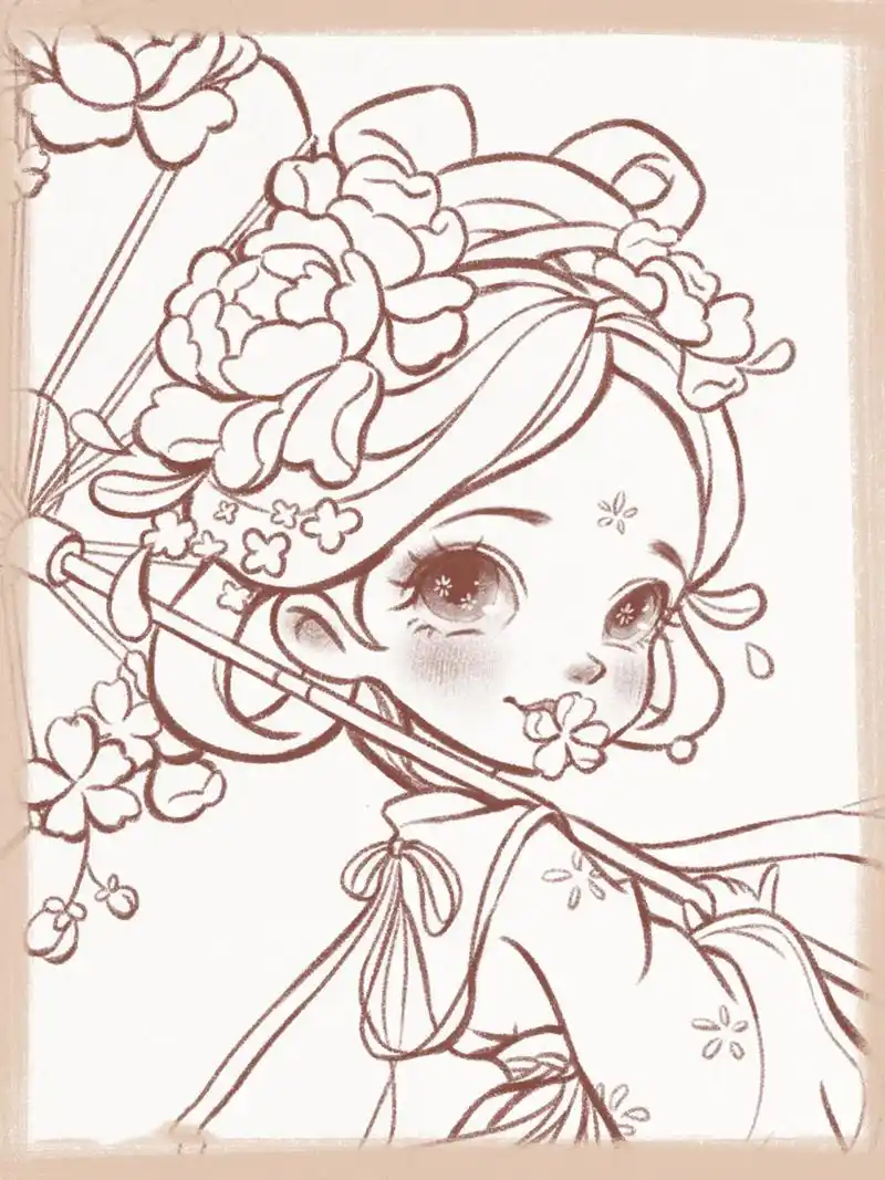 09速写打卡d102|手绘人物花仙子|儿童插画 参考造型是  真仙女下凡