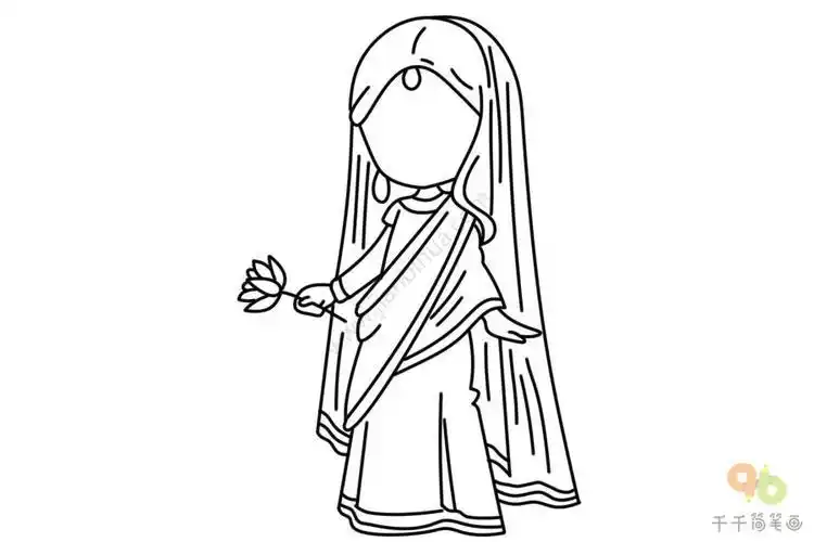 印度小姑娘简笔画其他人物简笔画世界民族服饰简笔画印度小女孩简笔画